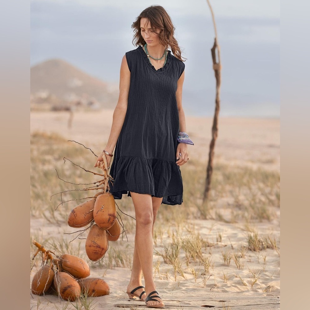 JP and Mattie Marceline Dress Black Sleeveless Pintucks Ruffles NWT